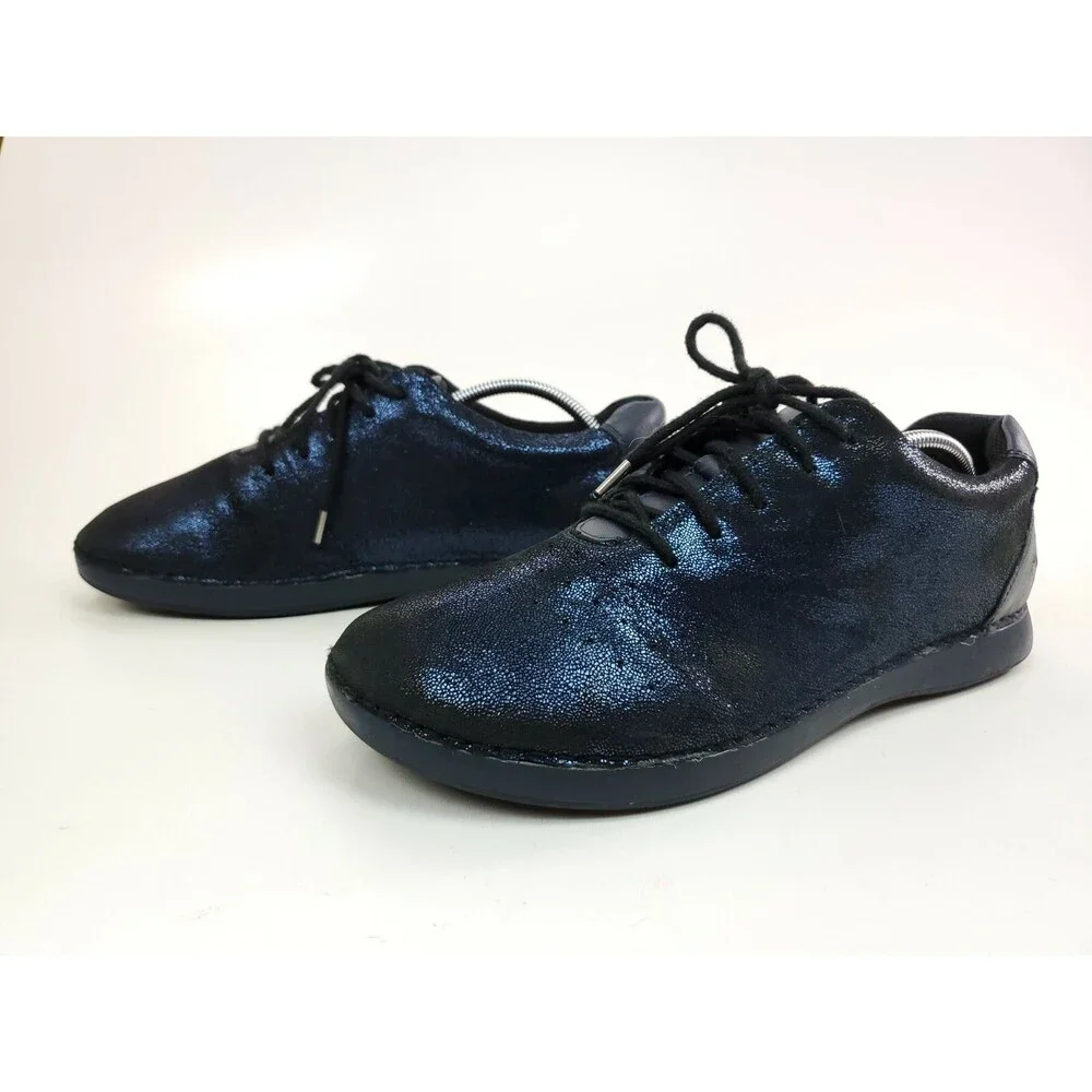 Alegria PG Lite Dark Blue Metallic Lace Up Sneakers Leather Shoes Size 10.5